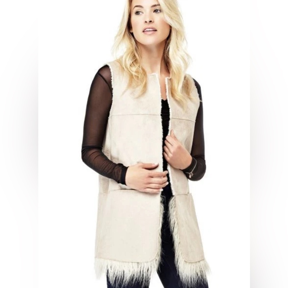 Guess Beige Fringe Vest